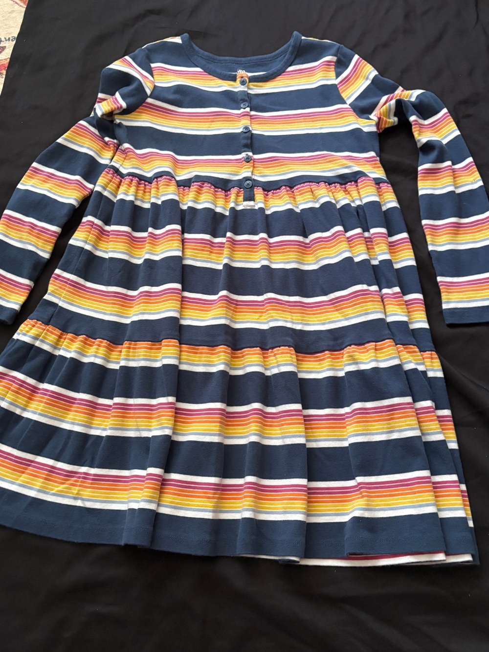 Tea Collection Navy Multicolor Striped Long-Sleeve Dress